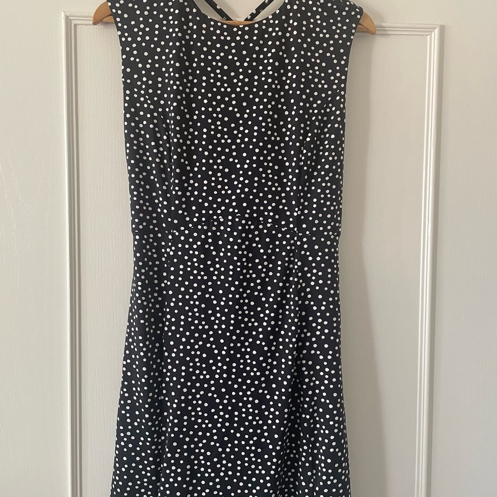 Title Nine Black and White Polka Dot Dress - Semi-Open Back &  Crisscross Detail